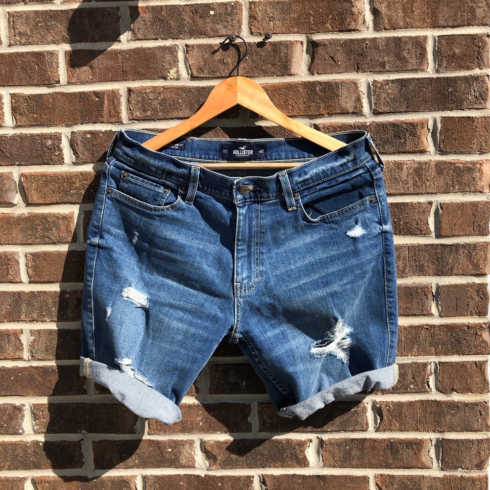Hollister Blue Ripped Jean Shorts